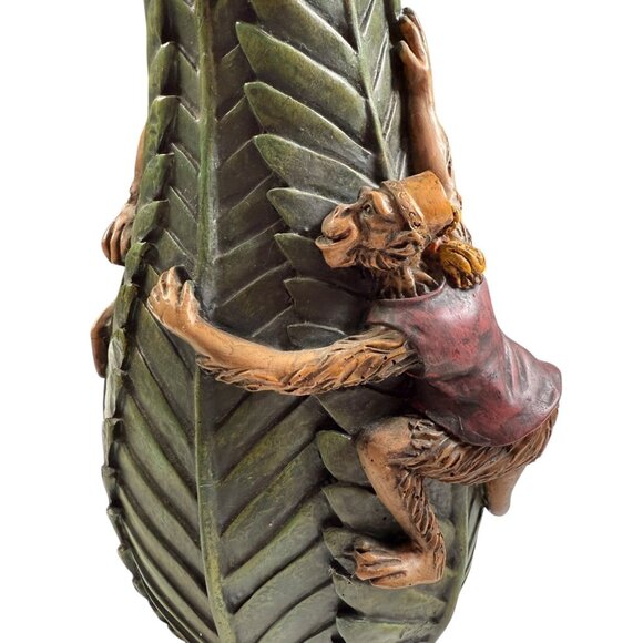 Cedar Creek Palm Vase Monkeys Bellhop Bananas Exotic Decor Jungle Tree Leaf - Picture 4 of 11